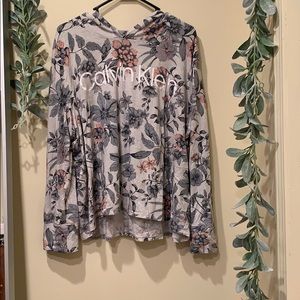Calvin Klein floral long crop hoodie